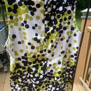 Elegant A-Line Polka Dot Sleeveless Dress  - White, Black, Green size 22W